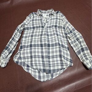 Blue Plaid Button-Up Shirt